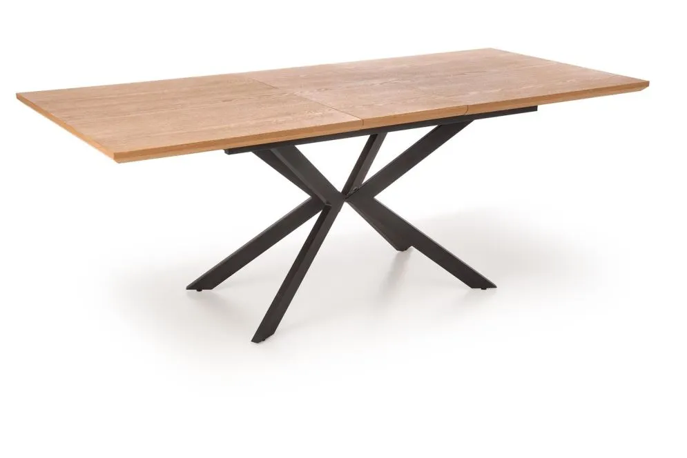 Stół rozkładany LEGARTO 160(200)x90 dąb/czarny na designerskiej podstawie | MIRAT. styl LOFT