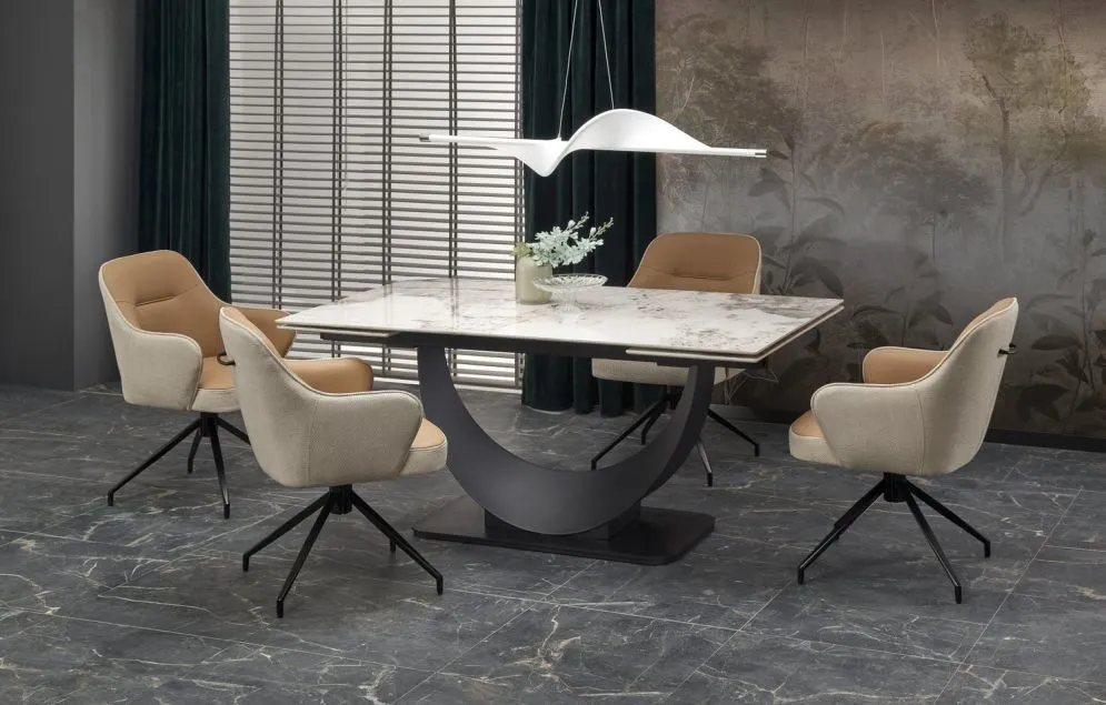 Krzesło obracane K527 brązowe/beżowe z eco skóry I sklep meblowy MIRAT. styl LOFT