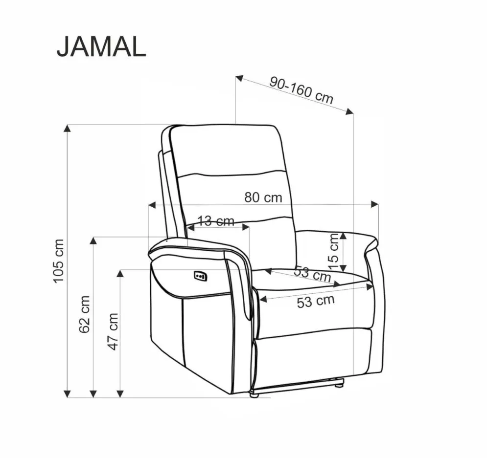 Fotel rozkładany JAMAL oliwkowy z gniazdem USB I sklep meblowy MIRAT.