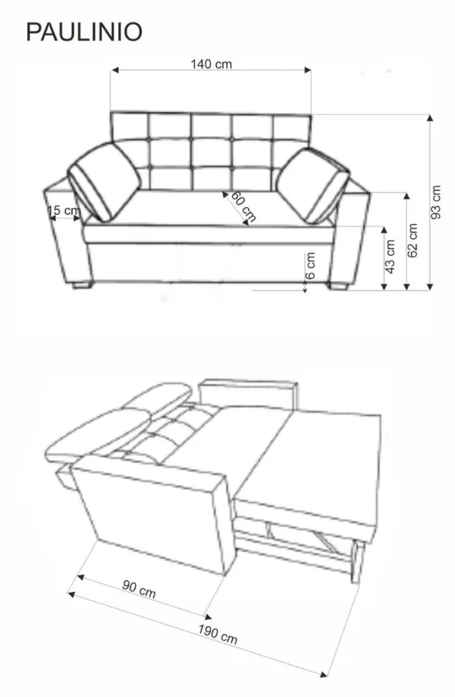 Sofa rozkładana z funkcją spania PAULINIO beżowa do salonu I sklep meblowy MIRAT.