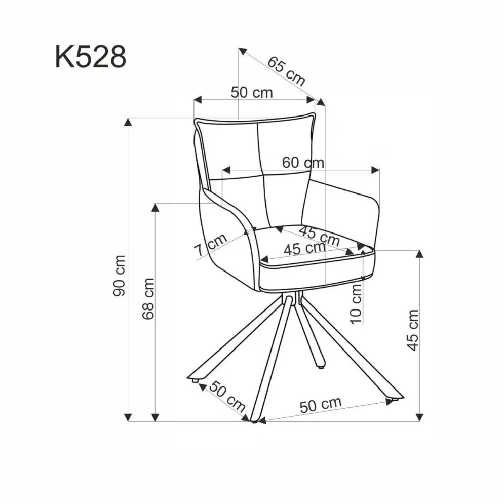 Krzesło tapicerowane K528 szare obracane na metalowych nogach I sklep meblowy MIRAT. styl LOFT