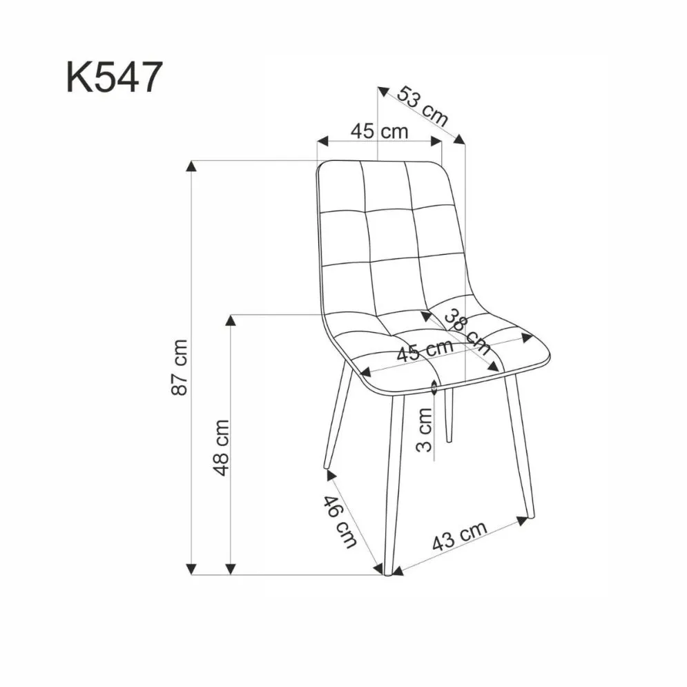 Krzesło tapicerowane K547 czarne na metalowych nogach I sklep meblowy MIRAT. styl LOFT