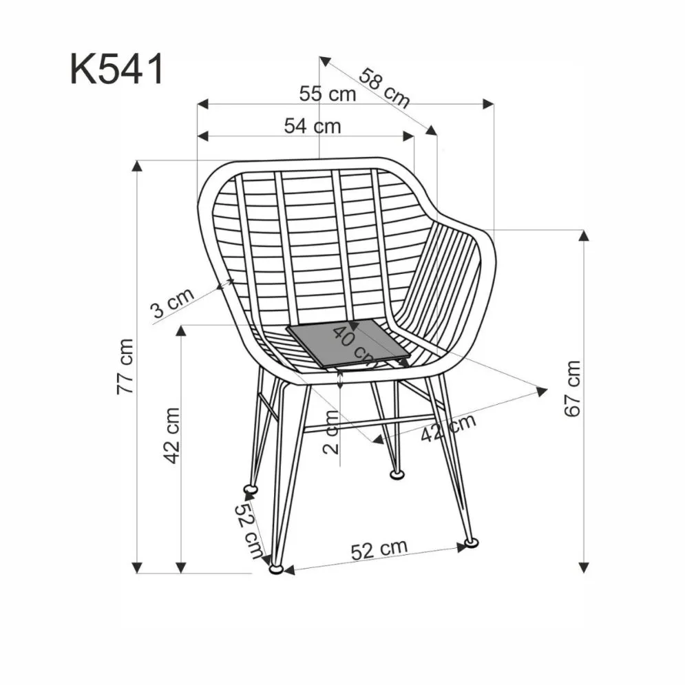 Krzesło rattanowe K541 naturalne/szare rattanowe I sklep meblowy MIRAT.