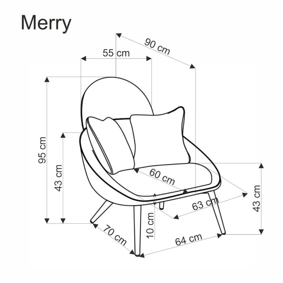 Fotel MERRY szary z poduszkami I sklep meblowy MIRAT.