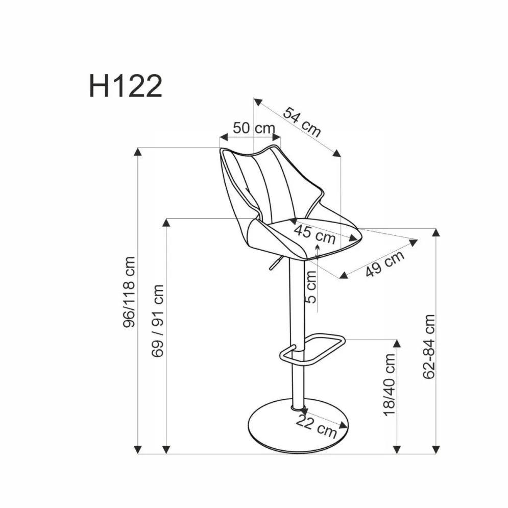 Hoker H-122 szary z regulacją wysokości I sklep meblowy MIRAT.