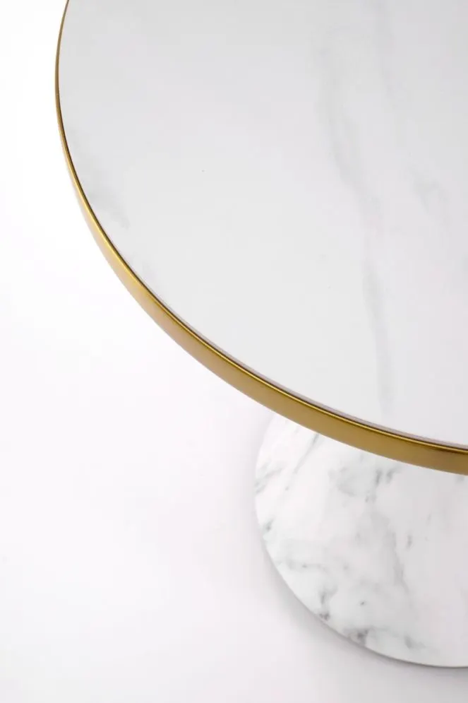 Stolik kawowy TALBI 50x50 biały marmur/złoty glamour I sklep meblowy MIRAT. styl GLAMOUR