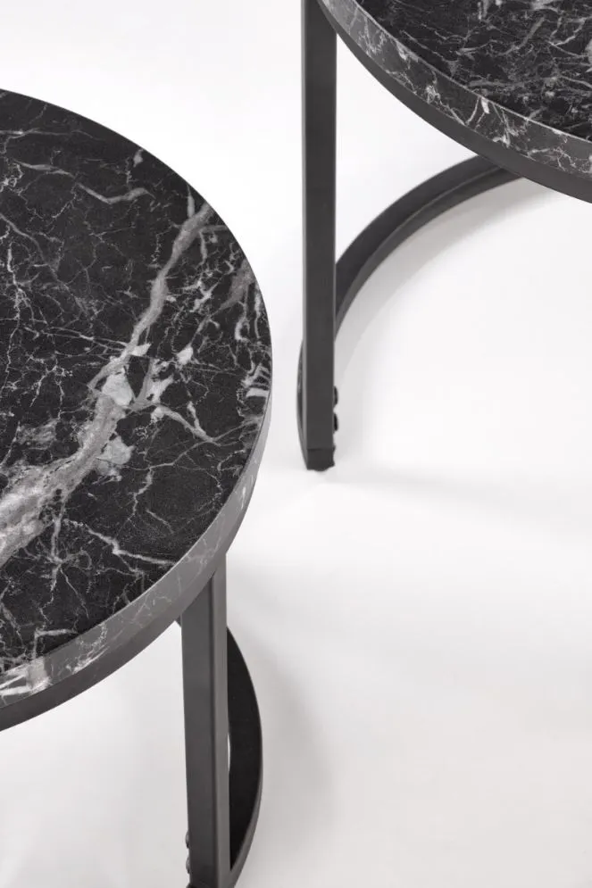 Zestaw 2 stolików OREO czarny marmur na metalowej podstawie I sklep meblowy MIRAT. styl LOFT
