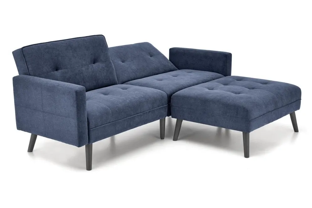 Sofa rozkładana CORNELIUS niebieska na drewnianych nogach I sklep meblowy MIRAT.