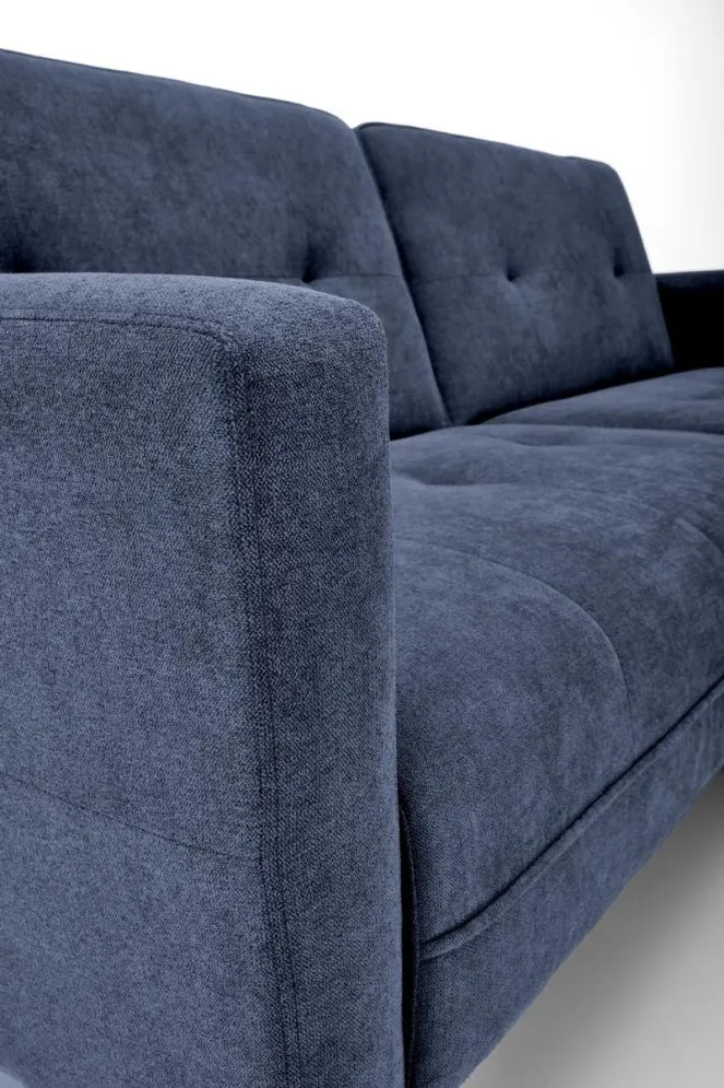 Sofa rozkładana CORNELIUS niebieska na drewnianych nogach I sklep meblowy MIRAT.