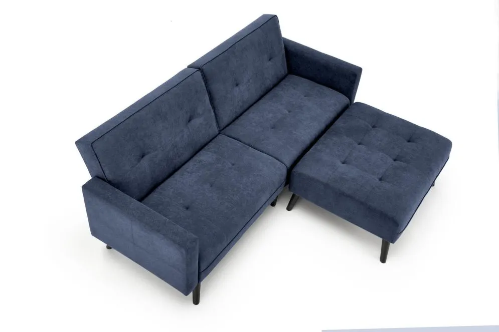 Sofa rozkładana CORNELIUS niebieska na drewnianych nogach I sklep meblowy MIRAT.