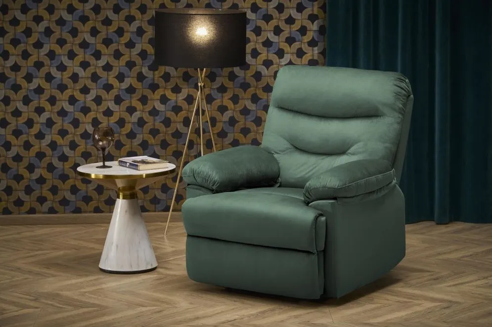 Fotel rozkładany DRAGER VELVET zielony do salonu I sklep meblowy MIRAT.
