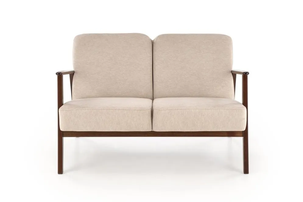 Sofa MILANO 2S beżowa/orzech na drewnianych nogach I sklep meblowy MIRAT. styl SKANDYNAWSKI