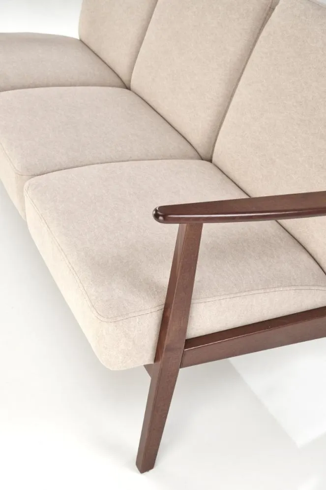 Sofa MILANO 3S beżowa/orzech nierozkładana I sklep meblowy MIRAT. styl SKANDYNAWSKI