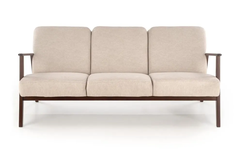 Sofa MILANO 3S beżowa/orzech nierozkładana I sklep meblowy MIRAT. styl SKANDYNAWSKI