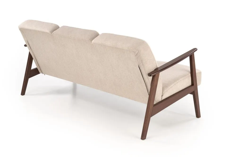 Sofa MILANO 3S beżowa/orzech nierozkładana I sklep meblowy MIRAT. styl SKANDYNAWSKI