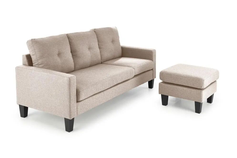 Sofa GERSON beżowa z podnóżkiem na nóżkach I sklep meblowy MIRAT.