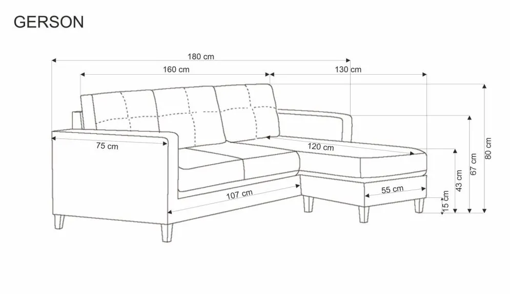 Sofa GERSON beżowa z podnóżkiem na nóżkach I sklep meblowy MIRAT.