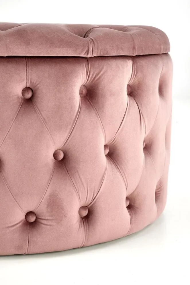 Pufa NUNEZ VELVET różowa ze schowkiem pikowana I sklep meblowy MIRAT. styl GLAMOUR