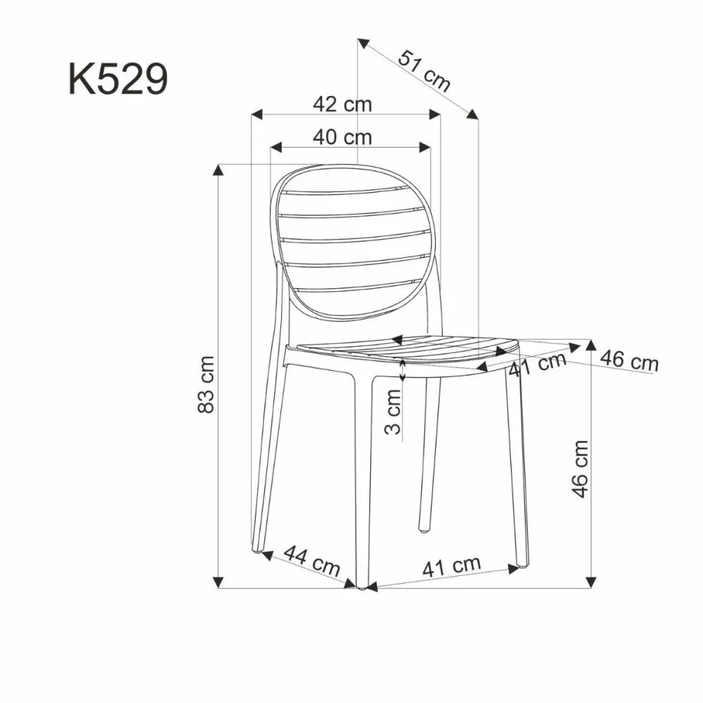 Krzesło K529 czarne z tworzywa PVC ogrodowe I sklep meblowy MIRAT.