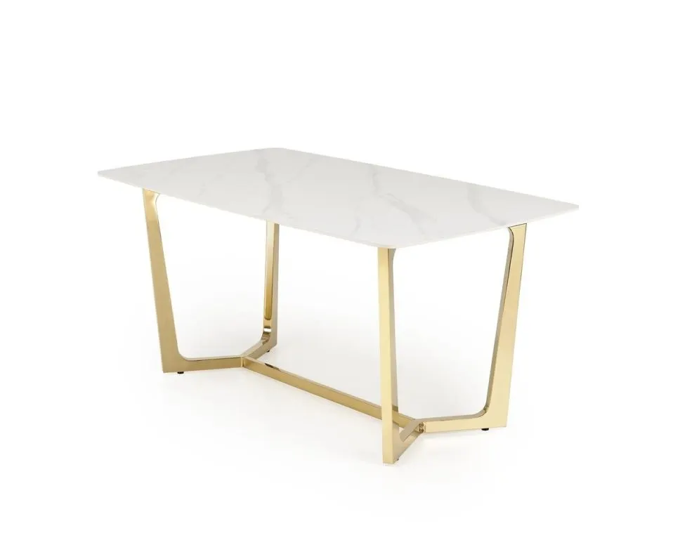 Stół CLEMENTE 160x90 biały marmur/złoty w stylu glamour I sklep meblowy MIRAT. styl GLAMOUR