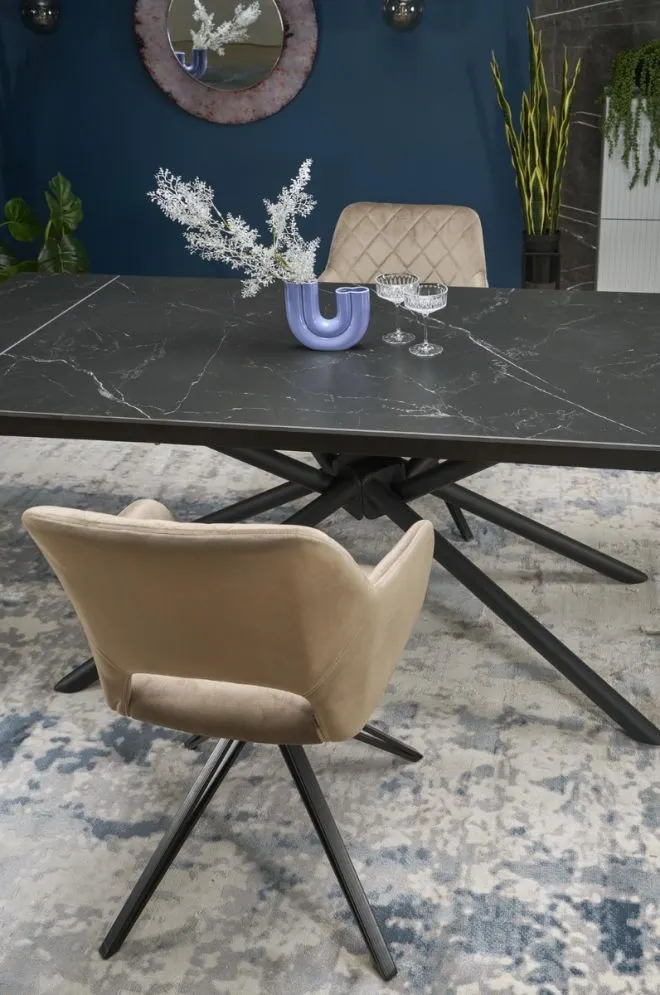 Stół rozkładany VITORINO 160(220)x90 czarny marmur w stylu loftowym I sklep meblowy MIRAT. styl LOFT