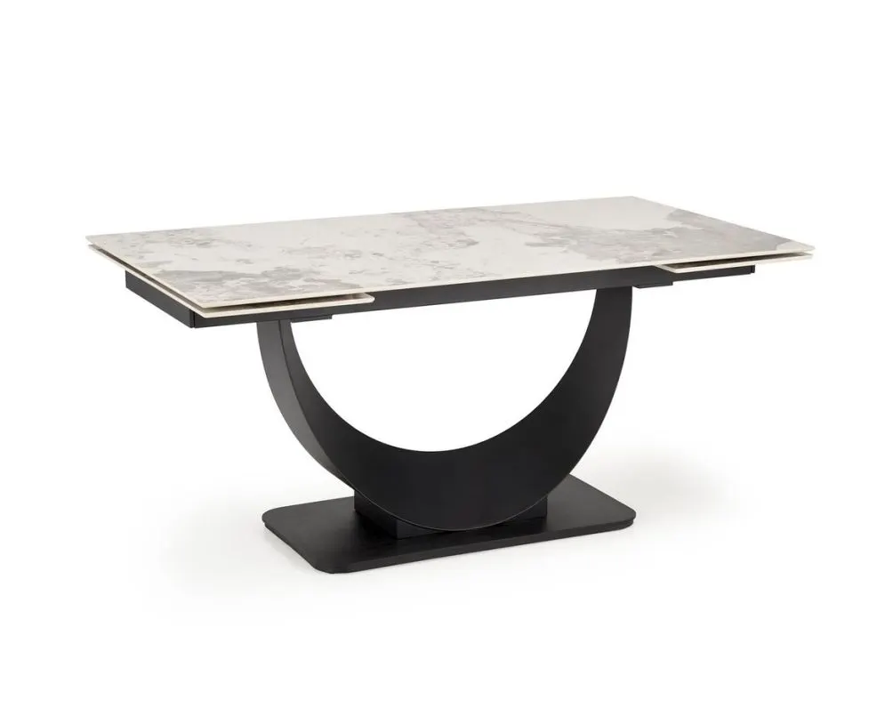 Stół rozkładany FERNANDO 160(240)x92 beżowy marmur/czarny designerski I sklep meblowy MIRAT. styl LOFT