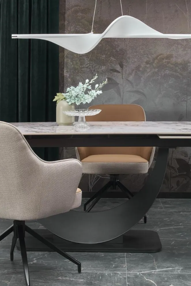 Stół rozkładany FERNANDO 160(240)x92 beżowy marmur/czarny designerski I sklep meblowy MIRAT. styl LOFT
