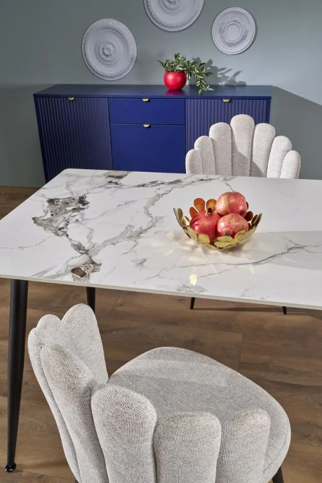 Stół EMILIO 120x80 biały marmur/czarny glamour I sklep meblowy MIRAT. styl GLAMOUR
