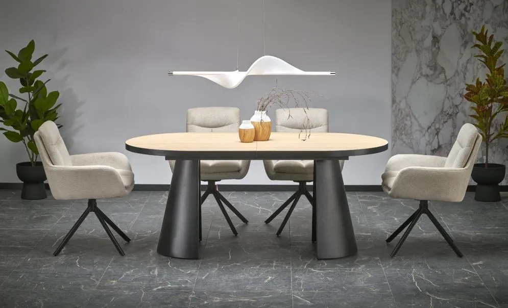 Stół rozkładany GIACOMO dąb naturalny/czarny loftowy I sklep meblowy MIRAT. styl LOFT