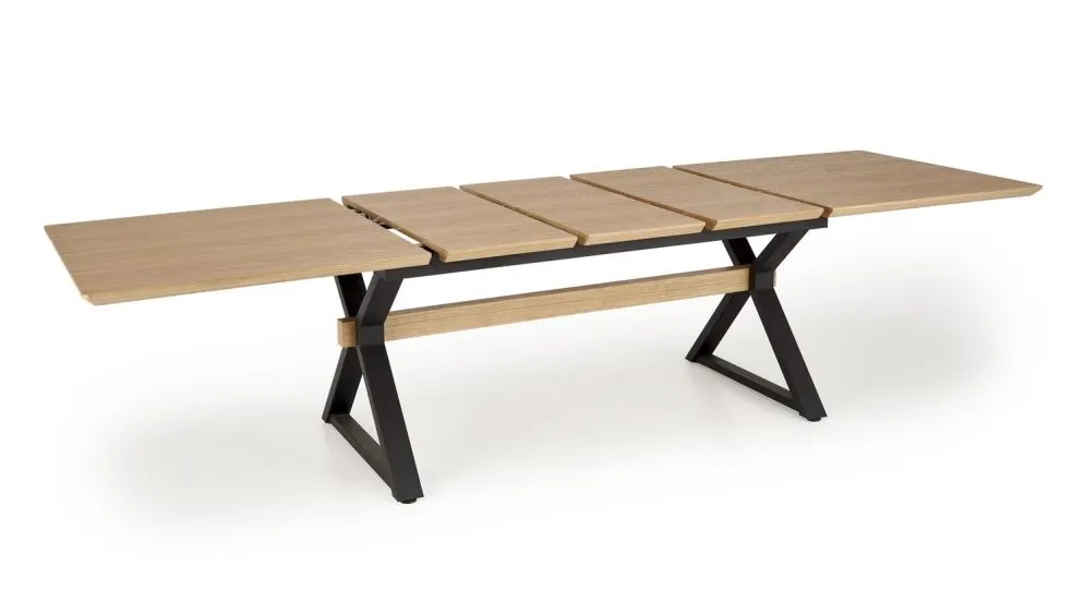 Stół rozkładany HENRY 180(300)x100 dąb naturalny/czarny 12-osobowy I sklep meblowy MIRAT. styl LOFT
