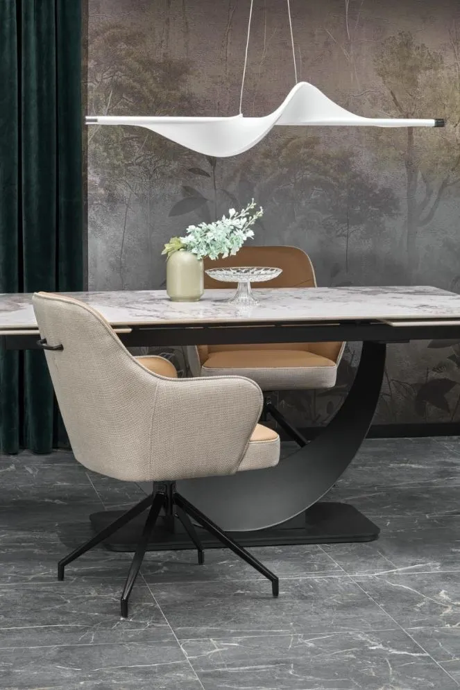 Krzesło K527 brązowe/beżowe obracane z eco skóry I sklep meblowy MIRAT. styl LOFT