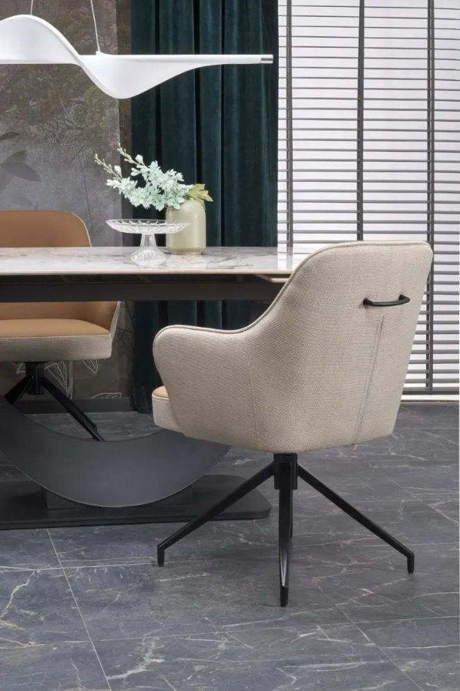 Krzesło K527 brązowe/beżowe obracane z eco skóry I sklep meblowy MIRAT. styl LOFT