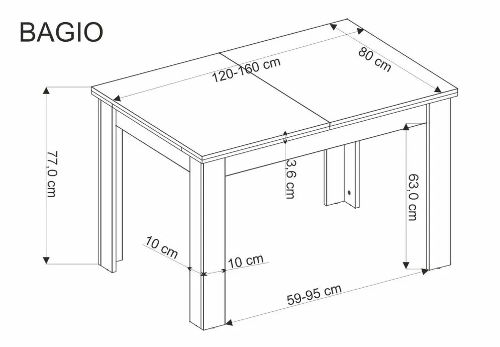 Stół rozkładany BAGIO 120(160)x80 dąb artisan/czarny w stylu skandynawskim I sklep meblowy MIRAT. styl SKANDYNAWSKI