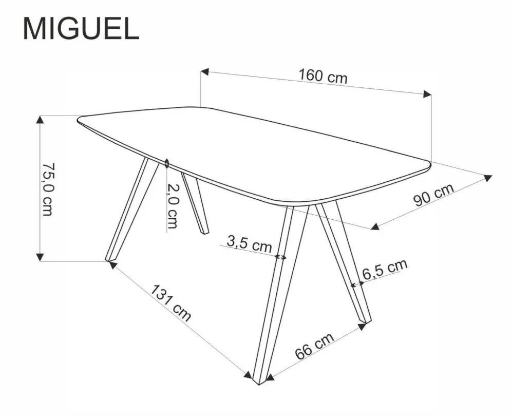 Stół MIGUEL 160x90 orzech/czarny nierozkładany I sklep meblowy MIRAT.