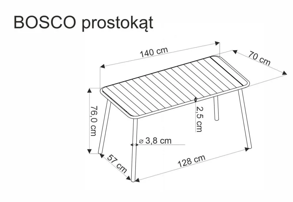 Stół ogrodowy BOSCO 70x140 czarny 6-osobowy I sklep meblowy MIRAT.
