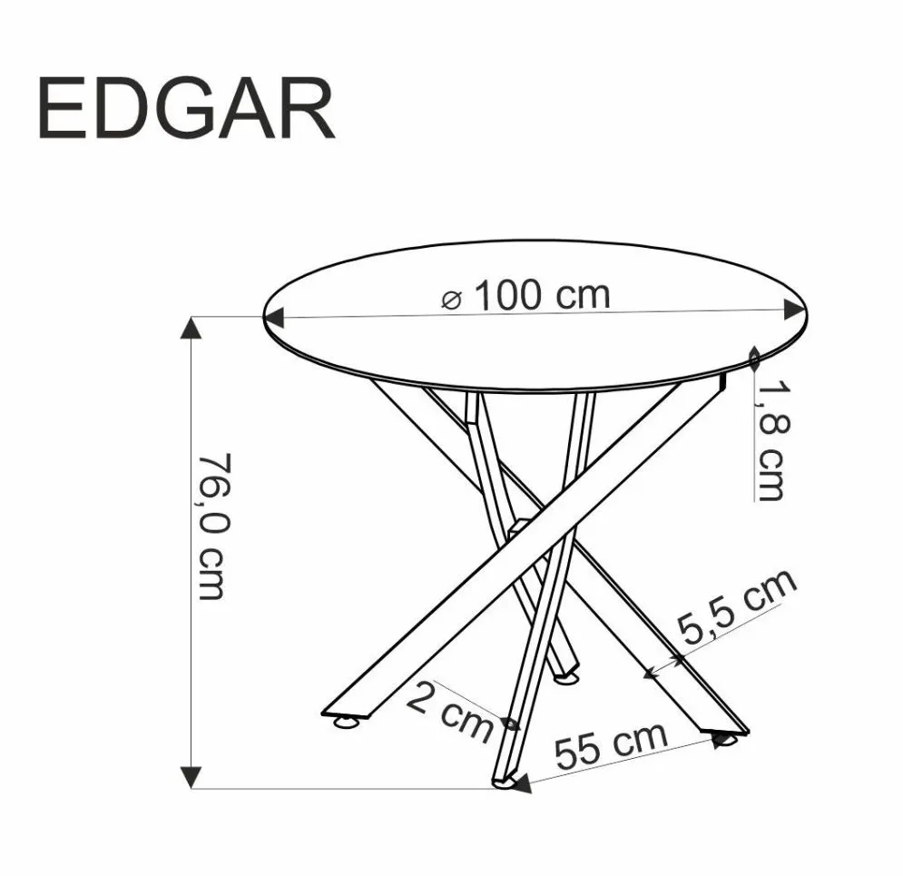 Stół okrągły EDGAR 100x100 orzech/czarny na krzyżowej podstawie I sklep meblowy MIRAT. styl LOFT