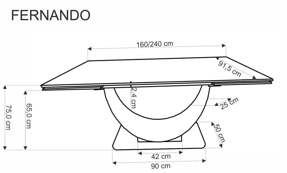 Stół rozkładany FERNANDO 160(240)x92 beżowy marmur/czarny designerski I sklep meblowy MIRAT. styl LOFT