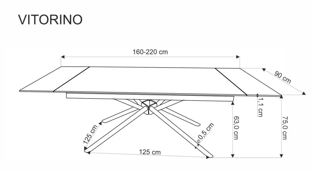 Stół rozkładany VITORINO 160(220)x90 czarny marmur w stylu loftowym I sklep meblowy MIRAT. styl LOFT