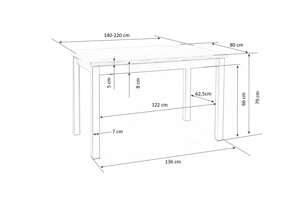 Stół TIAGO 2 140(220)x80 dąb craft rozkładany I sklep meblowy MIRAT.