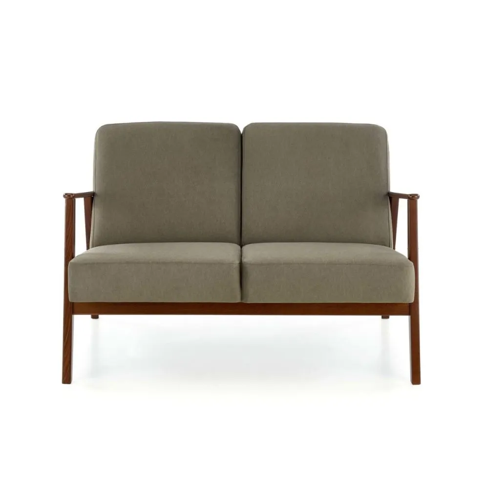 Sofa MILANO 2S oliwkowa/orzech dwuosobowa drewniany stelaż I sklep meblowy MIRAT. styl SKANDYNAWSKI, VINTAGE
