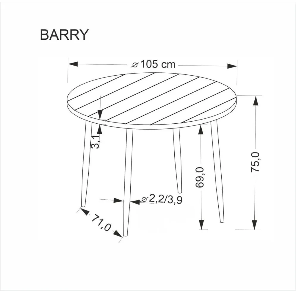 Stół okrągły BARRY 105x105 orzechowy/czarny mały I sklep meblowy MIRAT.