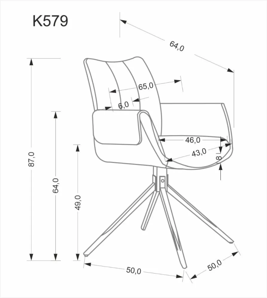 Krzesło tapicerowane K579 brązowe obracane do jadalni I sklep meblowy MIRAT. styl LOFT