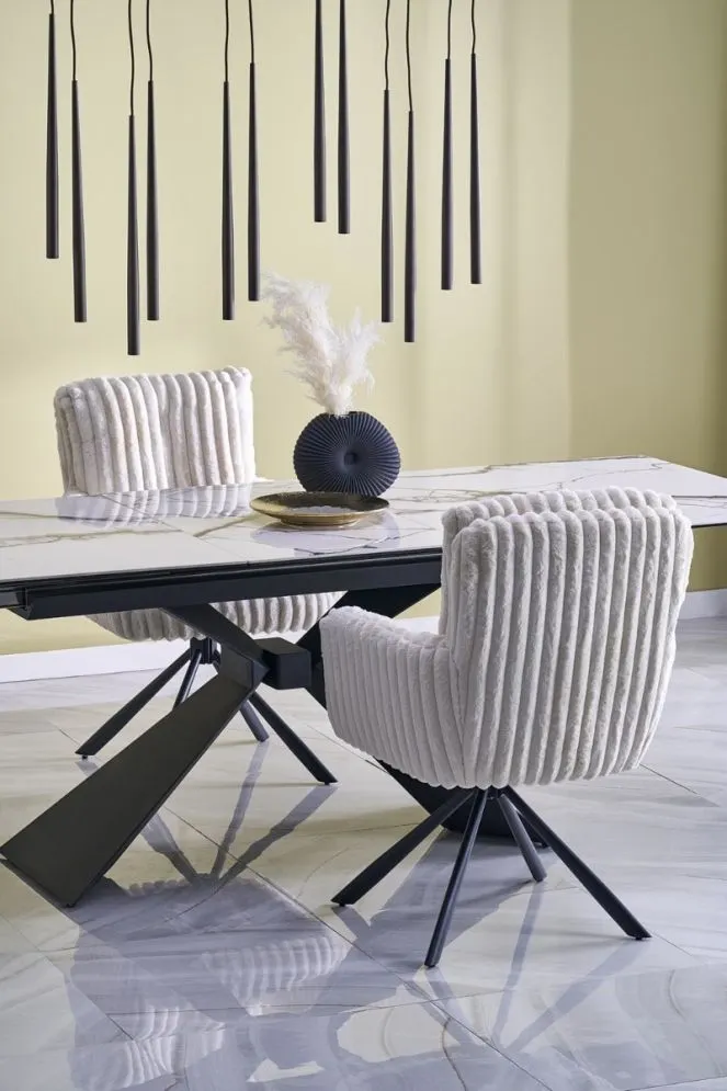 Ceramiczny stół rozkładany LUCIANO 180(230)x90 biały marmur/czarny I sklep meblowy MIRAT. styl LOFT