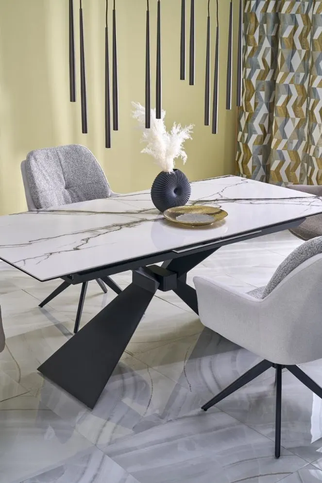 Ceramiczny stół rozkładany LUCIANO 180(230)x90 biały marmur/czarny I sklep meblowy MIRAT. styl LOFT