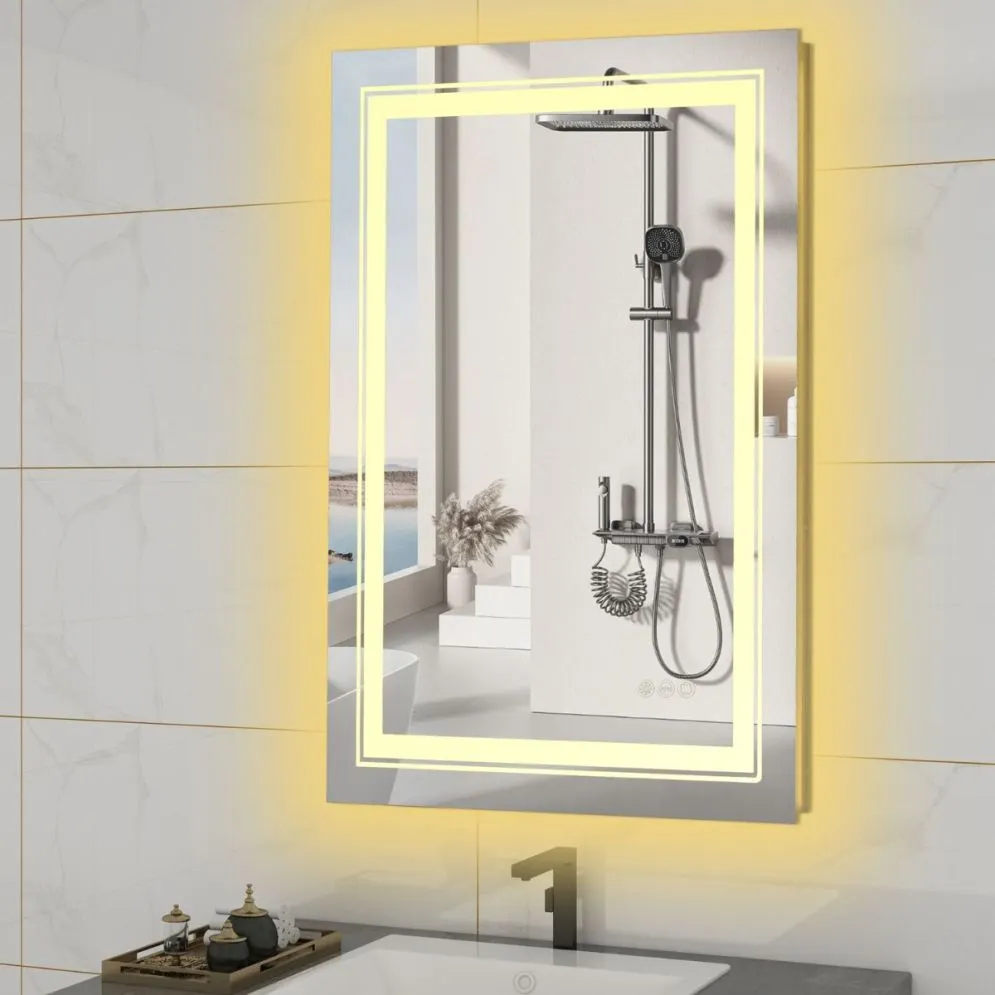 Prostokątne lustro łazienkowe VERO 60x80cm srebrne z oświetleniem LED I sklep meblowy MIRAT.