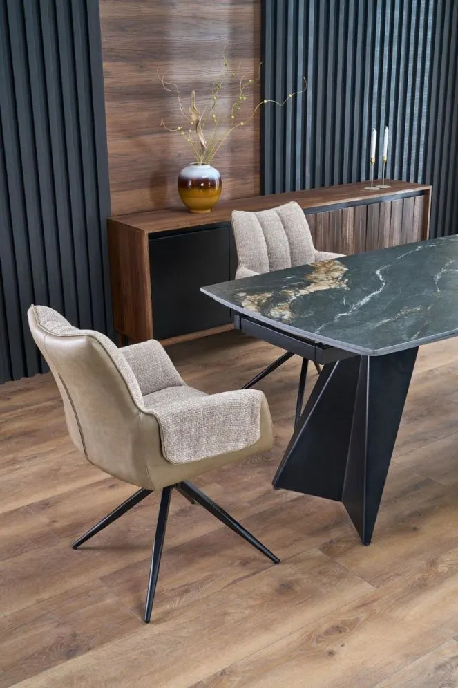 Prostokątny stół rozkładany ARMANI 165(241)x90 czarny marmur/czarny I sklep meblowy MIRAT. styl LOFT