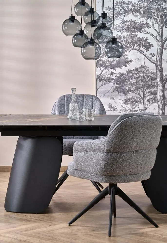 Loftowy stół rozkładany FORUM 180(260)x90 czarny marmur/czarny I sklep meblowy MIRAT. styl LOFT