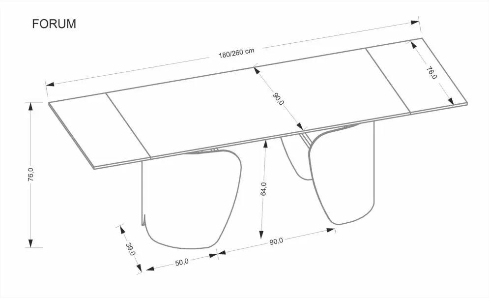 Loftowy stół rozkładany FORUM 180(260)x90 czarny marmur/czarny I sklep meblowy MIRAT. styl LOFT