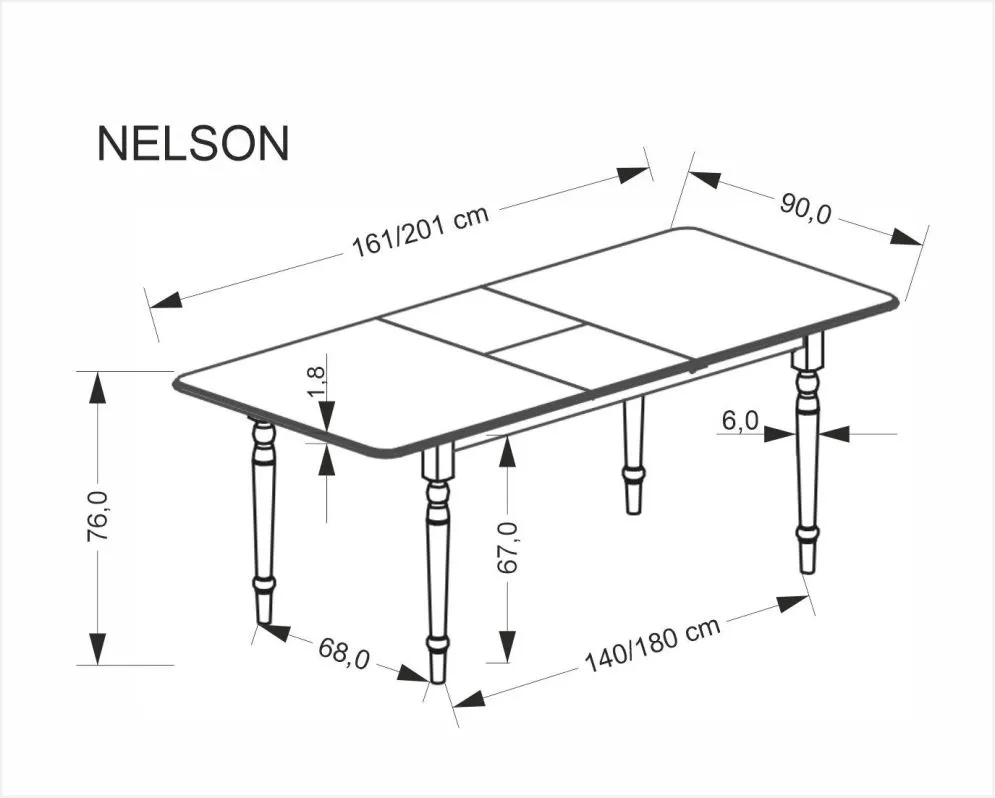 Stół rozkładany NELSON 160(200)x90 biały do kuchni I sklep meblowy MIRAT. styl SKANDYNAWSKI