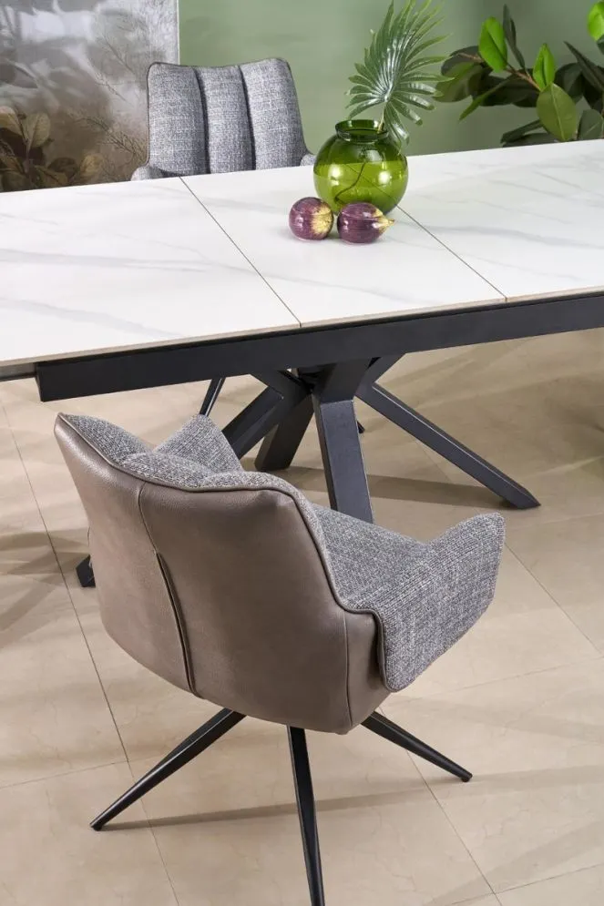 Prostokątny stół rozkładany PLATAN 140(180)x85 biały marmur/czarny I sklep meblowy MIRAT. styl LOFT